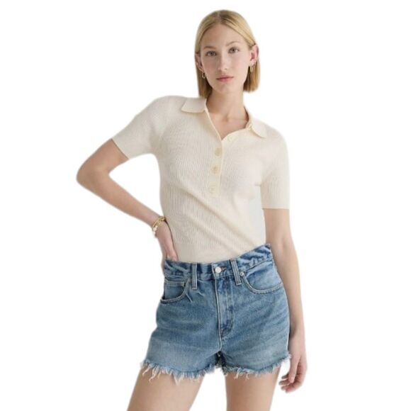 J. Crew Relaxed Fit Denim Cut Off Blue Jean Shorts Mid Rise Women's Sz 34‎ NWT - Picture 4 of 15